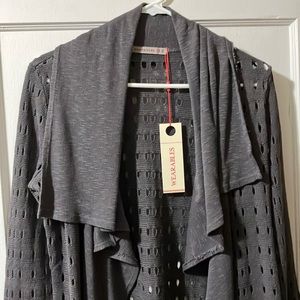 *NEW* with tag XCVI Wearables Abernathy duster/sweater/cardigan. Dark gray sz M.